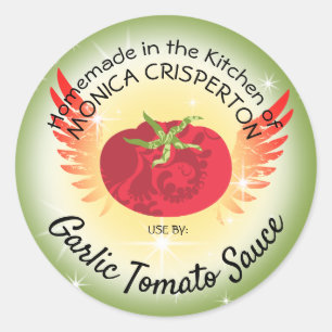 Tomatensaus gepersonaliseerde voedsel inblikken la ronde sticker