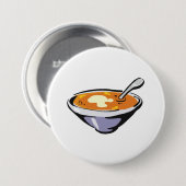 Tomatensoep met lepel ronde button 7,6 cm (Voorkant /achterkant)