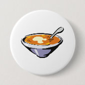 Tomatensoep met lepel ronde button 7,6 cm (Voorkant)
