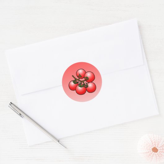 Tomates Cocktail - Autocollant Rond Classique (Enveloppe)