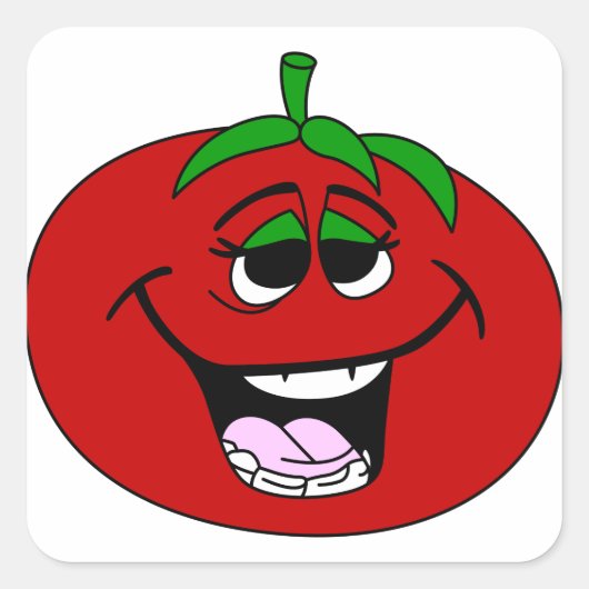 Tomato Face Vierkante Sticker (Voorkant)