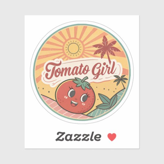 Tomato Girl Summer | Retro Fruit Summer Sticker (Feuille)