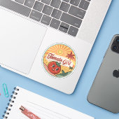 Tomato Girl Summer | Retro Fruit Summer Sticker (Ordinateur portable avec iPhone)