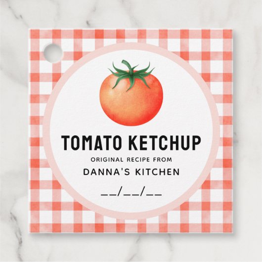 Tomato Ketchup label met geruit patroon (Voorkant)
