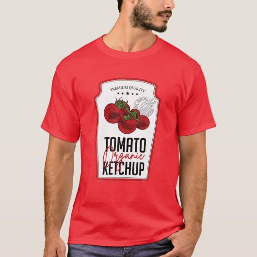 Tomato Ketchup Sauce Bottle Label Funny Halloween T-shirt (Voorkant)