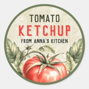 Tomato Ketchup sticker met  achtergrond