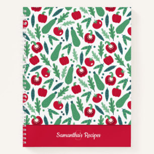 Tomato + komkommer plantaardig patroon met naam on notitieboek