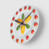Tomato, Pepper en Basil Wall-klok Ronde Klok (Hoek)