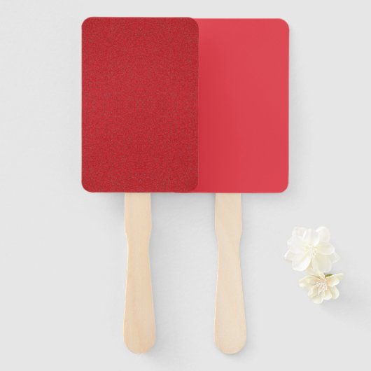 Tomato Red Duo Hand Fan Set – Textured & Solid Handwaaier (Voorkant en achterkant)