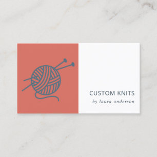 TOMATO RED NAVY GRAY KNITTING WOOL YARN BALL VISITEKAARTJE