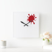 Tomato-Red Splash Modern Wall Clock – Customizable Vierkante Klok (Huis)