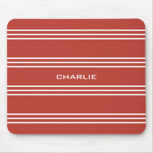 Tomato Red Stripes aangepast monogram mousepad Muismat