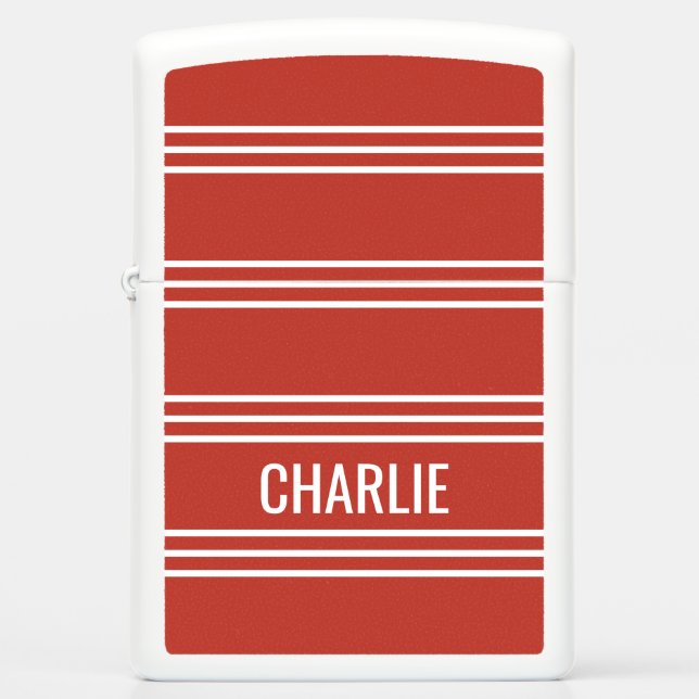 Tomato Red Stripes Pattern, aangepaste naam aanste (Voorkant)