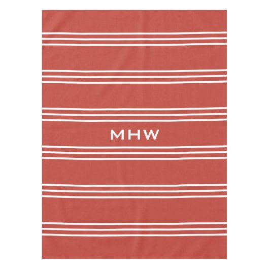 Tomato Red Stripes sur mesure monogramme nappes (Devant)