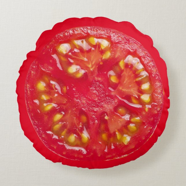 Tomato Slice Rond Kussen (Voorkant)
