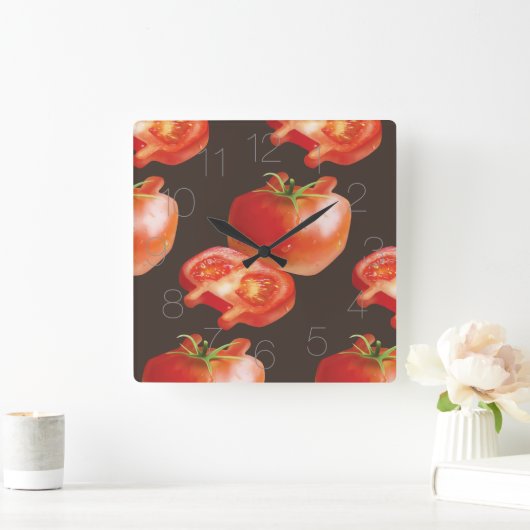 Tomato Slice Vierkante Klok (Huis)