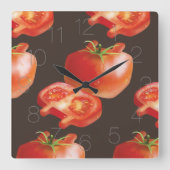 Tomato Slice Vierkante Klok (Voorkant)