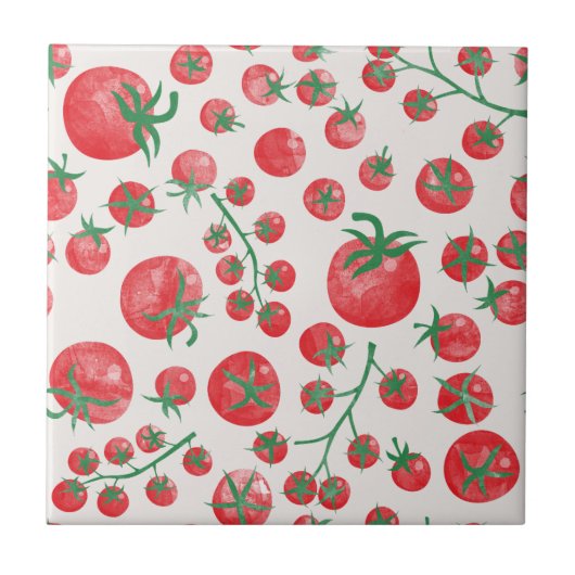 Tomato Watercolor Pattern Tegeltje (Voorkant)