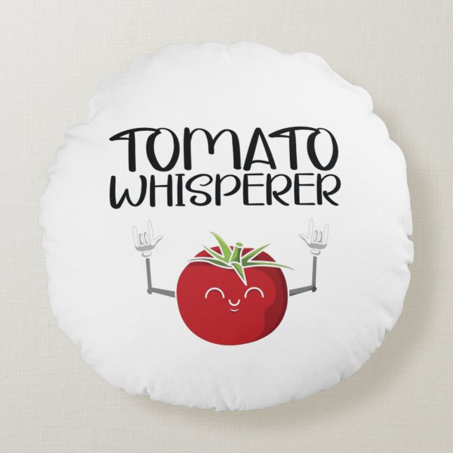 Tomato Whisperer Rond Kussen (Voorkant)