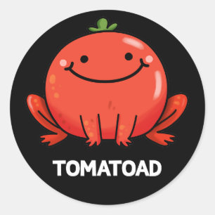 Tomatoad Funny Tomato Toad Pun Dark BG Ronde Sticker