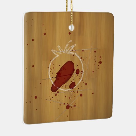 Tomatocide Chalk schetst bloedspattercriminaliteit Keramisch Ornament (Rechts)