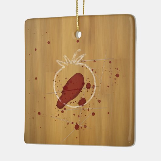 Tomatocide Chalk schetst bloedspattercriminaliteit Keramisch Ornament (Links)