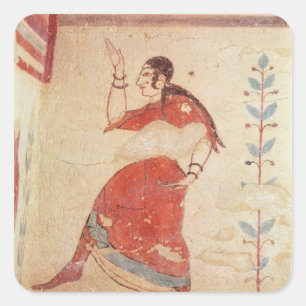 Tomb van de acrobaten, detail van een danser vierkante sticker