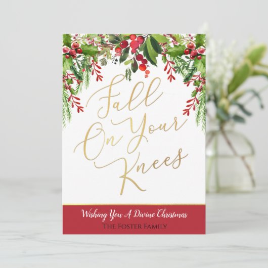 Tomber à genoux Carte de Noël religieuse (Debout devant)