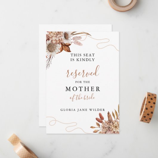 Tomber amoureux | Carte de siège réservée Boho Mar (Devant/Arrière en situation)