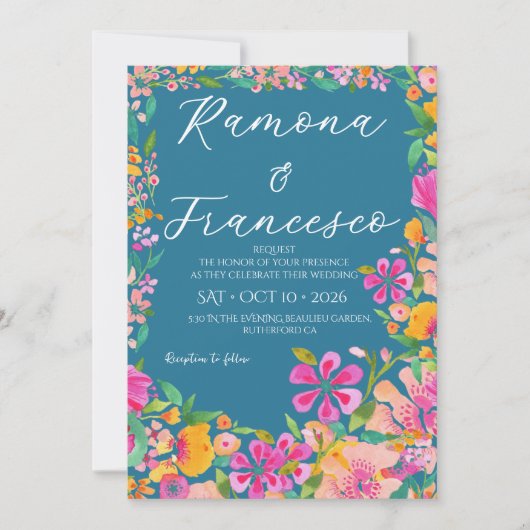 Tomber Amoureux de Vous Invitation de Mariage Flor (Devant)