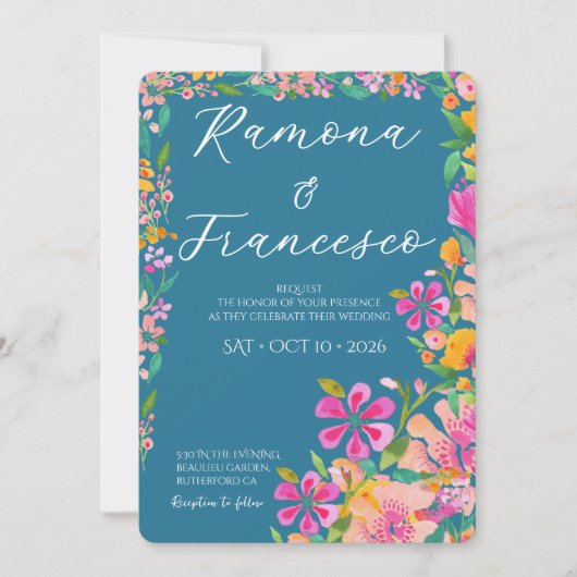 Tomber Amoureux de Vous Invitation de Mariage Flor (Devant)