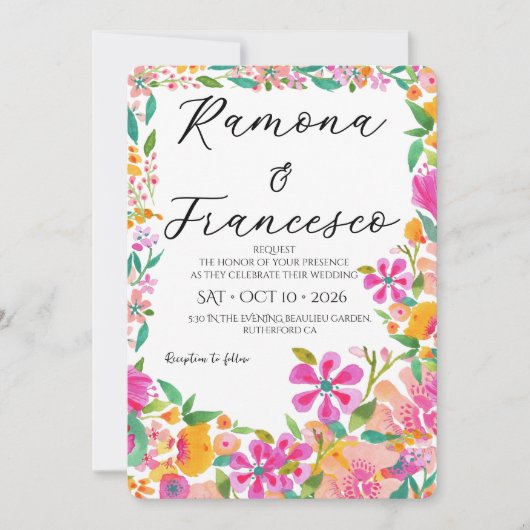 Tomber Amoureux de Vous Invitation de Mariage Flor (Devant)
