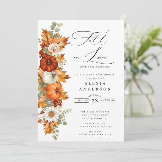 Tomber Dans L'Amour Baby shower Invitation (Debout devant)