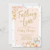 Tomber Dans L'Amour Baby shower Invitation Or Rose (Devant)