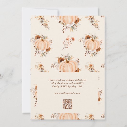 Tomber dans l'amour Citrouille QR Code Faire-part (Dos)