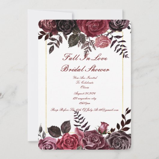 TOMBER DANS L'AMOUR FÊTE DES MARIÉES INVITATION FL (Devant)