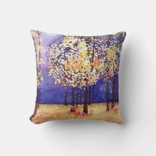 TOMBER FEUILLES dans le Coussin couleur de l'eau d