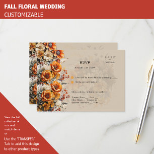 TOMBER FLORAL RSVP ORANGE FLEURS MARIAGE RUSTI