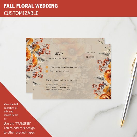 TOMBER FLORAL RSVP | ORANGE FLEURS | MARIAGE RUSTI