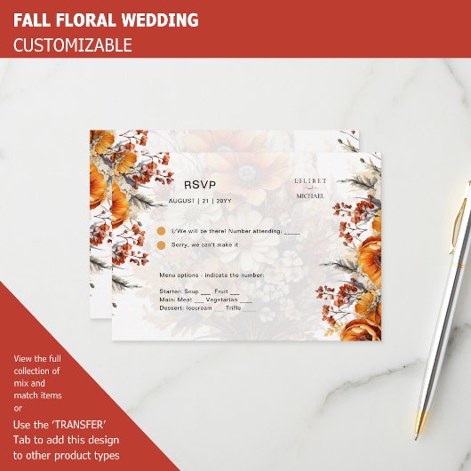 TOMBER FLORAL RSVP | ORANGE FLEURS | MARIAGE RUSTI
