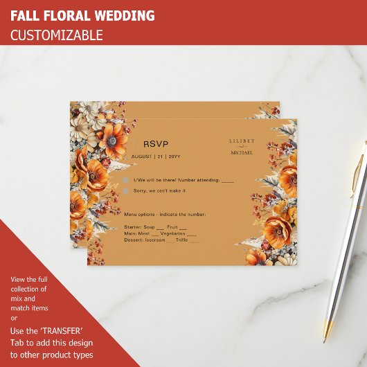 TOMBER FLORAL RSVP | ORANGE FLEURS | MARIAGE RUSTI