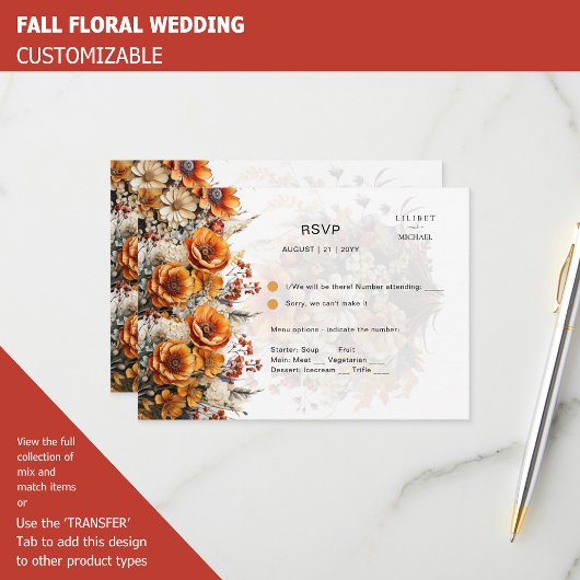 TOMBER FLORAL RSVP | ORANGE FLEURS | MARIAGE RUSTI