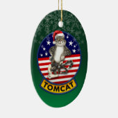 Tomcat Mascot Kerstmis Keramisch Ornament (Rechts)
