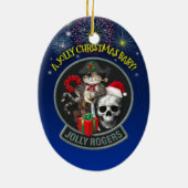 Tomcat Mascot Kerstmis Keramisch Ornament (Achterkant)