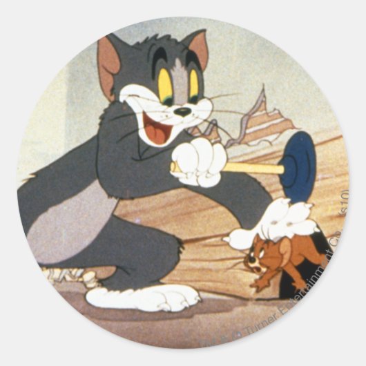 Tome en Jerry Plunger Ronde Sticker (Voorkant)