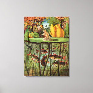 Tommelise erg desolaat op het waterlelblad, in canvas afdruk