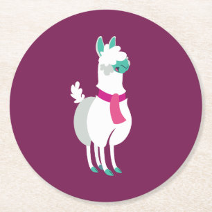 Tommy the Llama Ronde Kartonnen Onderzetter