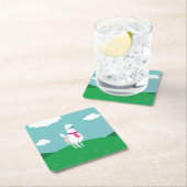 Tommy the Llama Vierkante Kartonnen Onderzetter (Insitu)