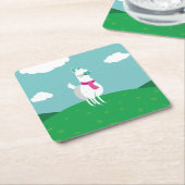 Tommy the Llama Vierkante Kartonnen Onderzetter (Schuin)