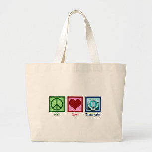 Tomografie van de vredesliefdestomografie grote tote bag